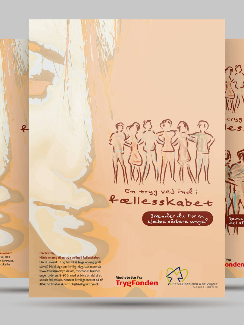 Plakat og postkort En tryg vej ind i fællesskabet- grafisk assistance